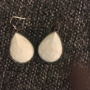 Forever 21 White Opal Gold and Brass Minimalist Earrings